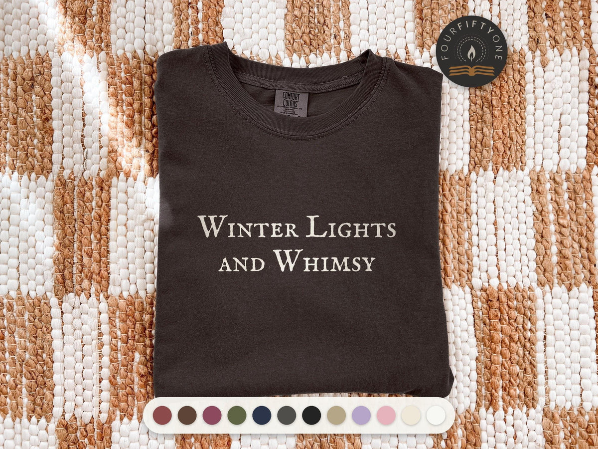 Winter Lights and Whimsy Comfort Colors T-Shirt, Cozy Bookish