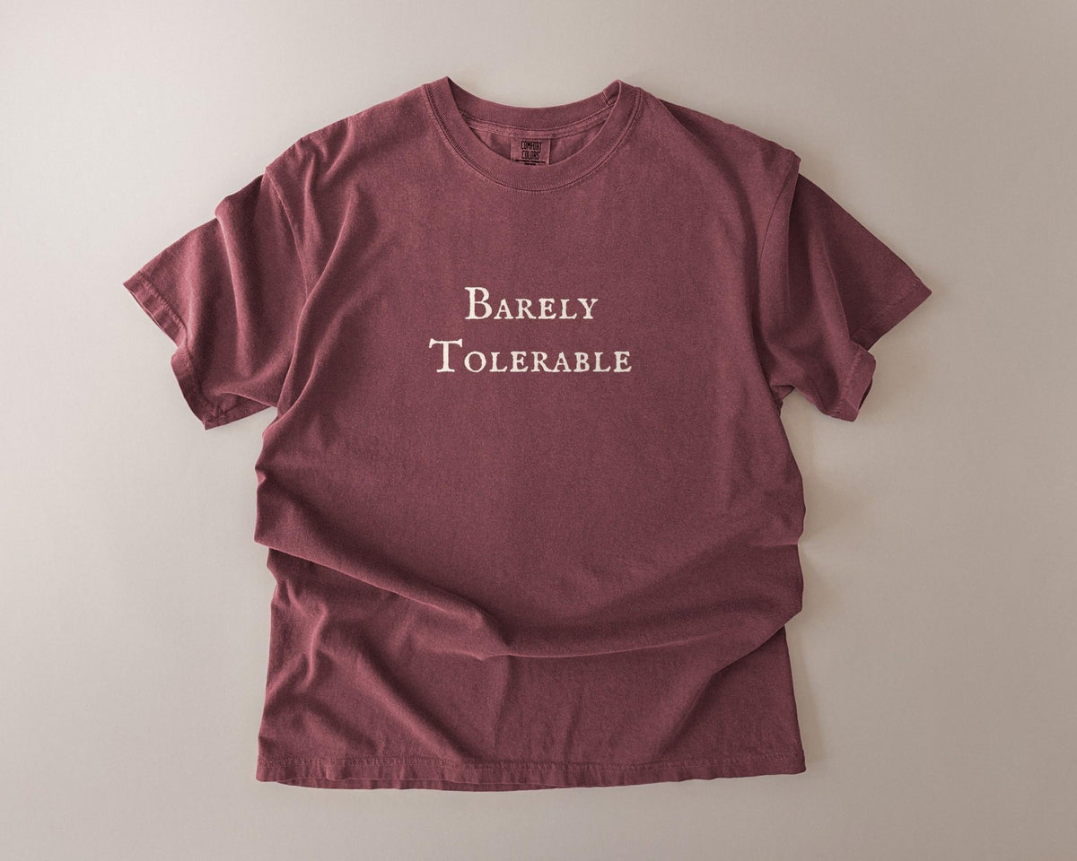 Barely Tolerable Comfort Colors T-Shirt, Pride and Prejudice Garment-Dyed Cotton - FOURFIFTYONE