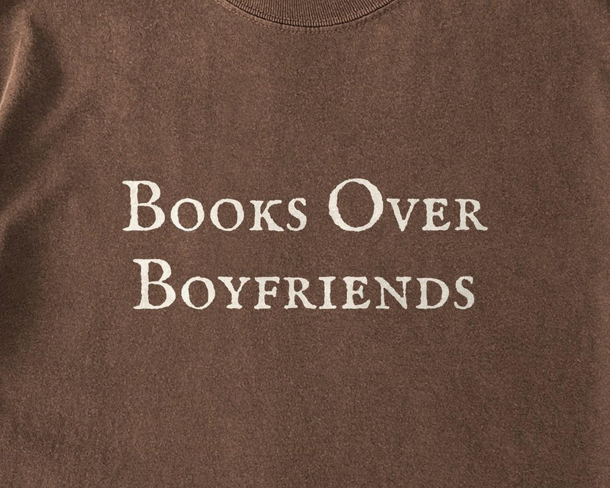 Books Over Boyfriends Comfort Colors T-Shirt, Funny Bookish Garment-Dyed Cotton - FOURFIFTYONE