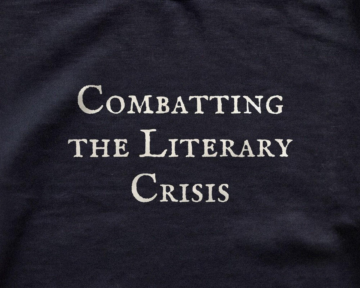 Combatting the Literary Crisis Crewneck Sweatshirt, Funny Bookish Cotton Blend Fleece - FOURFIFTYONE