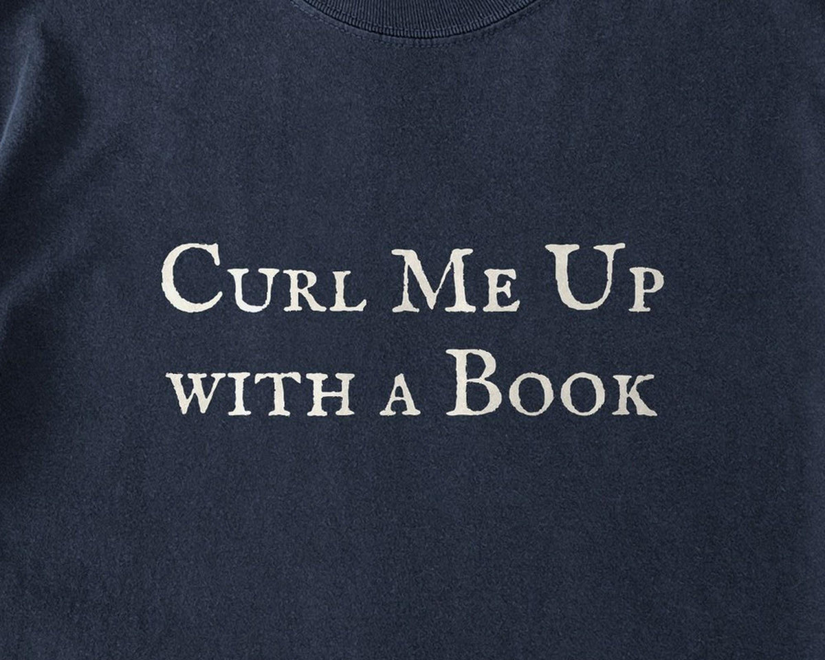 Curl Me Up with a Book Comfort Colors T-Shirt, Cozy Bookish Garment-Dyed Cotton - FOURFIFTYONE
