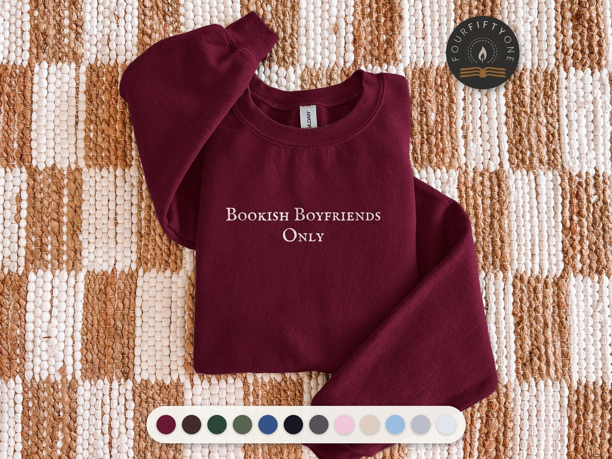 Bookish Boyfriends Only Crewneck Sweatshirt, Romance Reader