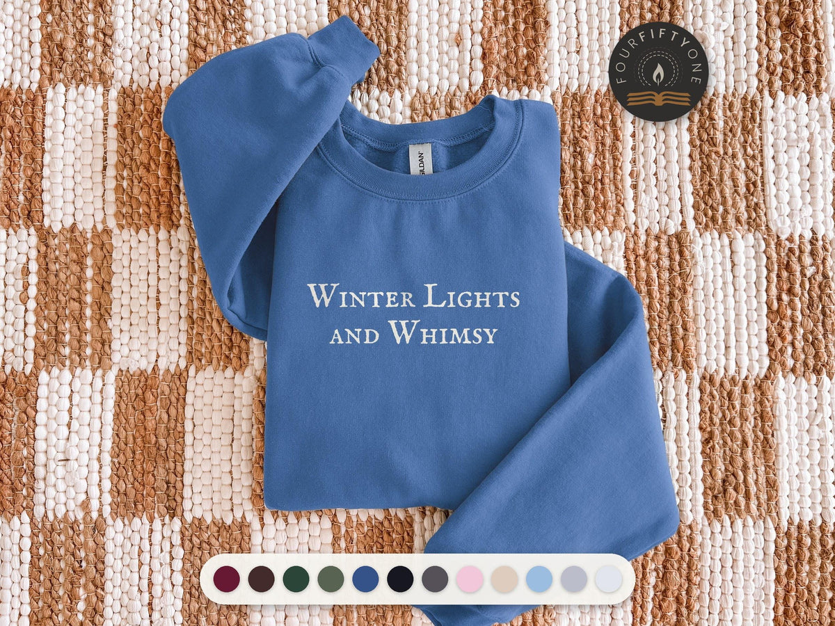 Winter Lights and Whimsy Crewneck Sweatshirt, Cozy Bookish